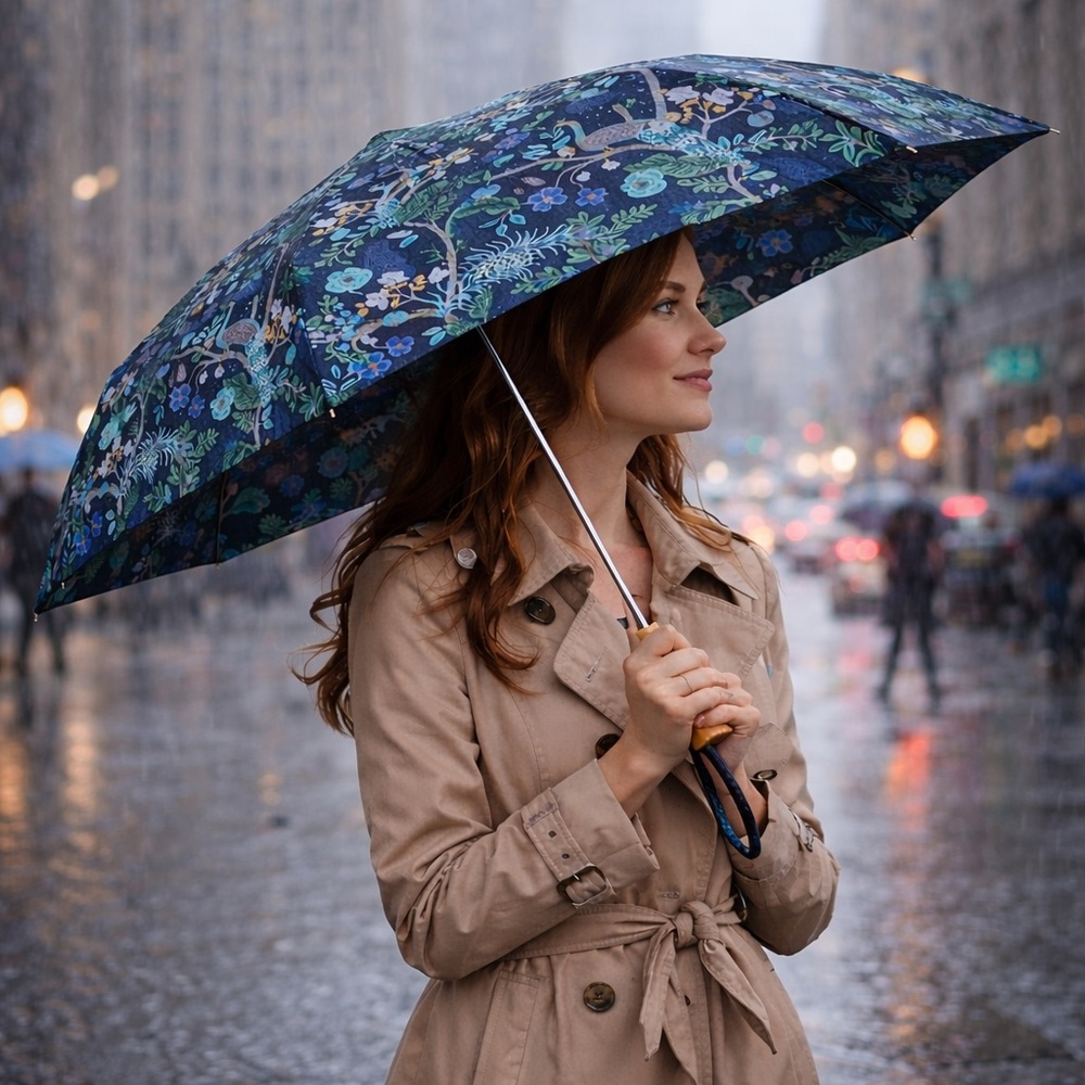 RIFLE PAPER CO. Umbrella, Printed in Full Color, Peacock